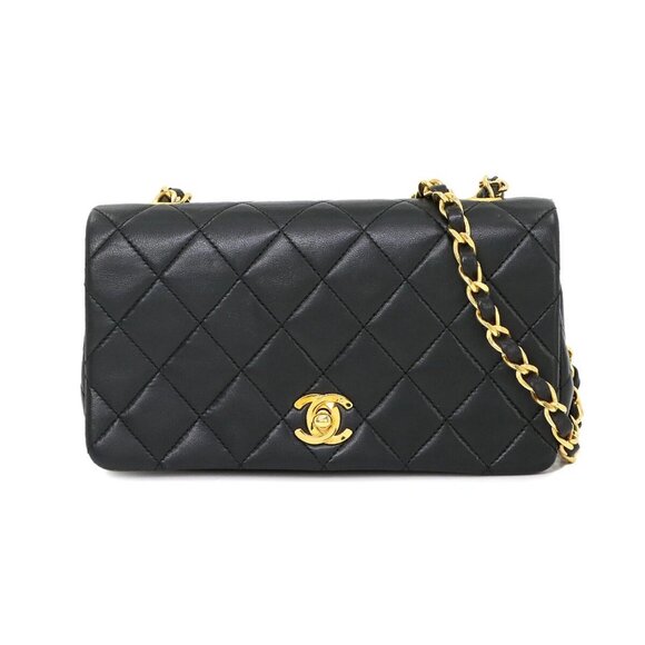 CHANEL Mini Matlasse Chain Shoulder Bag Leather Black Vintage Purse - Picture 1 of 11